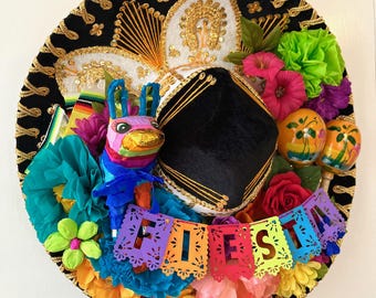 Guirnalda de sombreros FIESTA negra personalizada
