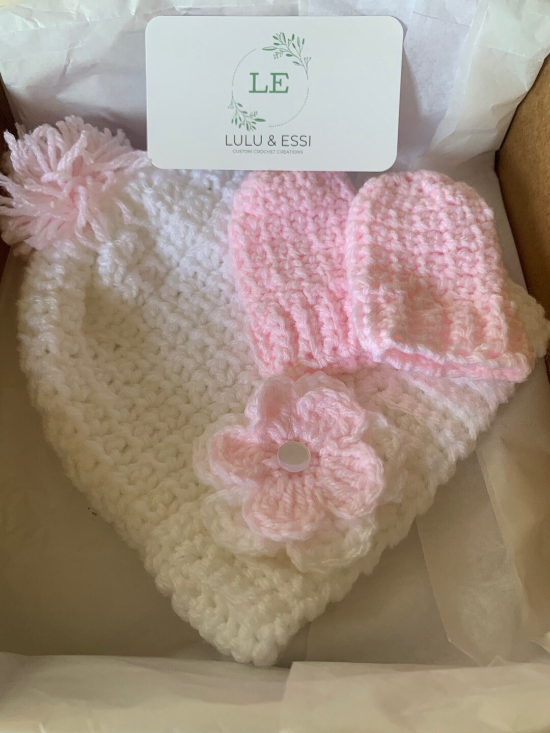 Newborn Baby Hat and Mittens Set Pink Etsy