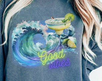 Sommer Strand Wellen, Margarita Cocktail, Comfort Colors Sweatshirt, Unisex Stückgefärbtes Sweatshirt
