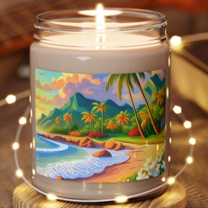 Scented Candle In Jar, Tropical Orchid Beach Scented Soy Candle, 9oz, Gift For Her, Thank You Gift