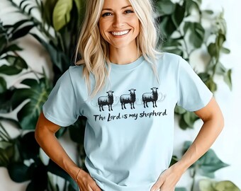 Christian 'The Lord Is My Shepherd' Cotton Tee - Religious Gift