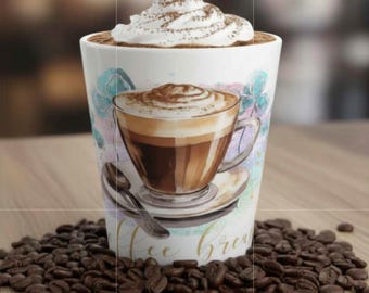 Ceramic Latte Mug, Coffee Break Design, Coffee Lover Gift