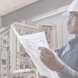 May include: An electrician wearing a white hard hat reviews blueprints in a room with electrical panels. The text on the page reads "Electrical Method Statements: Regulatory Compliance and Best Practices. Comprehensive Guide for Electricians and Contractors."