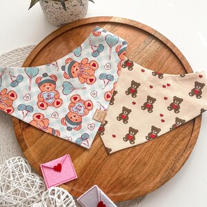 I Cherry-Ish You in Blue Dog Bandana | Valentine&#39;s Day Dog Bandana | Pet Accessories Scarf | Pet Bandana | Snap On Reversible Bandana