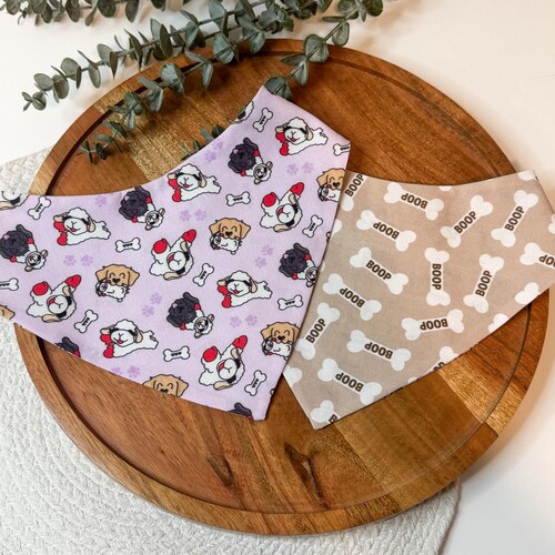 Pups and Lamby Dog Bandana | Cute Dog Bandana | Pet Accessories Scarf | Pet Bandana | Snap On Reversible Bandana