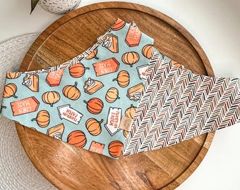 Pumpkin Patch and Pies Dog Bandana | Pumpkin Patch | Harvest Patch | Pet Accessories Scarf | Pet Bandana | Snap On Reversible Bandana