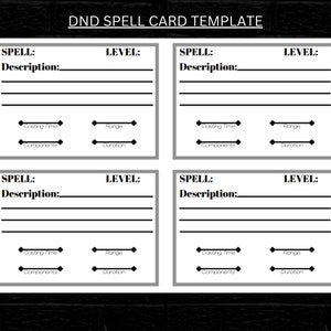 DnD SPELL CARD Template - DM Tool - Player Tool