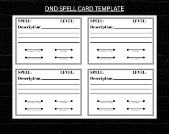 Dnd Spell Card Template Etsy Dnd Spell Card Template Etsy