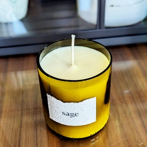 Upcycled Glass Candle Sage Scent image 3