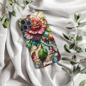 Red Rose Stained Glass Phone Case | Elegant Floral Design for iPhone | Protective & Stylish