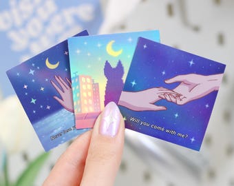 Holographic Lofi Retro Anime Stickers Pack of 3 | Cute Kawaii Gift Stationery Dreamy Pixel Aesthetic Holo Sailor Moon Vibes