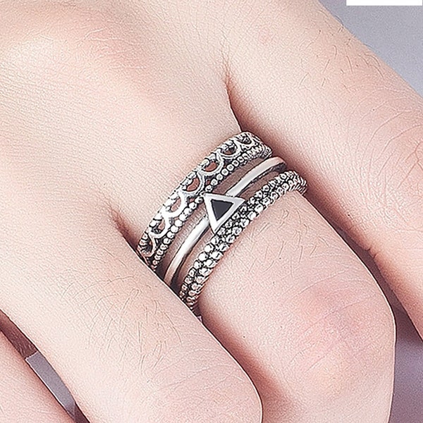 Japanese Korean version of the retro do the old thick-plated Yintai silver ring fashion personality index finger men and women Z45
