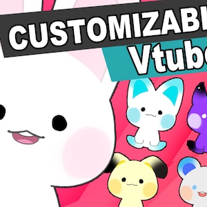 Avatar de Vtuber personalizable: avatar de conejo, gato, oso, perro y cuerno: personaje Live2D de cuerpo completo y totalmente manipulado, terminado con emoticones