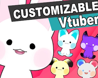 Customizable Vtuber Avatar - Bunny, Cat, Bear, Dog, Horn avatar  - Fully Body/Fully rigged Live2D character finished with emotes