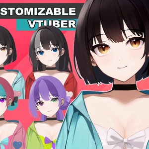Customizable Vtuber - 4 Different Hair Styles, 3 Different Cloth Style, 8 cute emotes! - Full body/ Fully Rigged premade Live2D Avatar