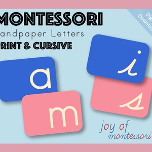 Lot de lettres en papier abrasif Montessori - Impression et lettres cursives, lettres en papier abrasif bricolage, cartes cursives pour l'école à la maison, cartes alphabet
