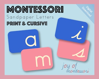 Montessori Sandpaper Letters Bundle - Print and Cursive, DIY Sandpaper Letters, Homeschool Cursive Cards, Alphabet Cards