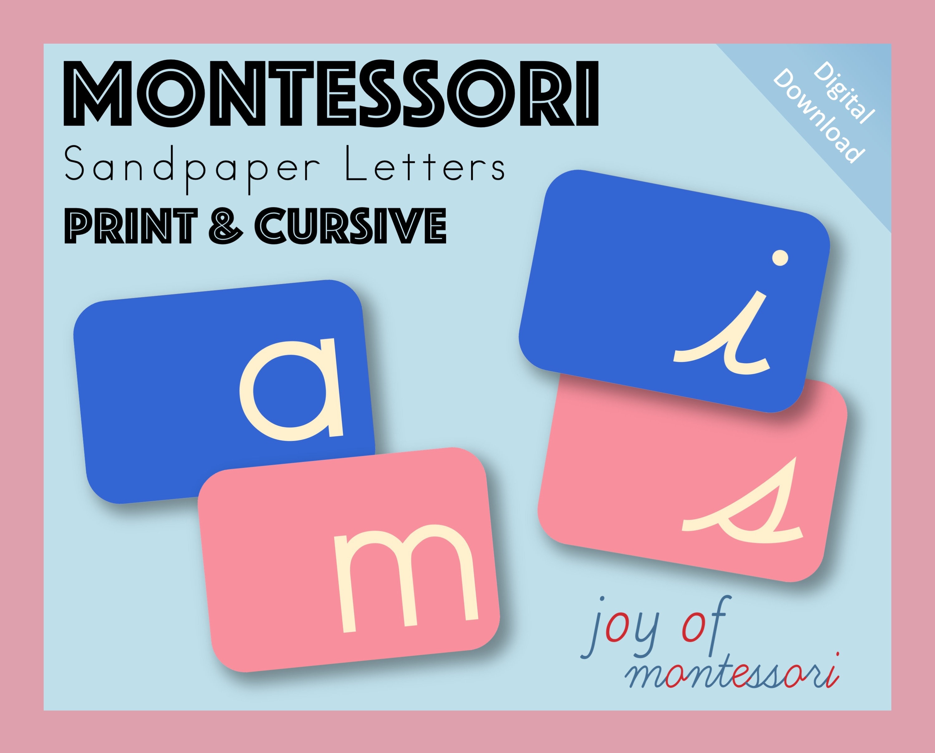 Montessori Sandpaper Letters Bundle Print and Cursive Etsy