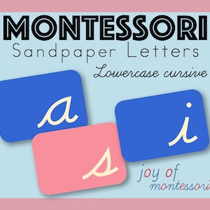 Lettres cursives minuscules sur papier abrasif, Lettres sur papier abrasif à faire soi-même, Lettres de l'alphabet Montessori, Cartes de l'alphabet pour l'école à la maison