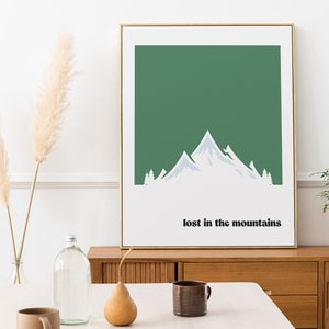 Minimal Boho Mountains Art | Lost In The Mountains | Cabin Art Decor