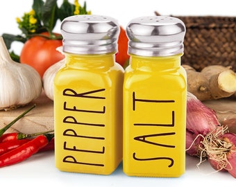 Yellow Salt and Pepper Shakers Set - Yellow Kitchen Decor - Farmhouse Salt and Pepper Shakers - Farmhouse Kitchen Decor