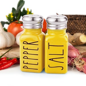 Yellow Salt and Pepper Shakers Set - Yellow Kitchen Decor - Farmhouse Salt and Pepper Shakers - Farmhouse Kitchen Decor