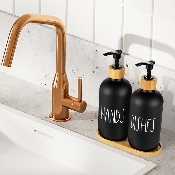 Kitchen Soap Dispenser Set With Tray Etsy