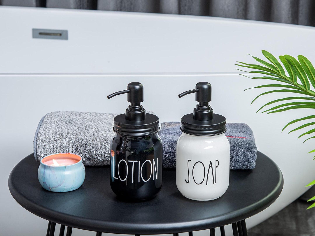 Soap and Lotion Dispenser Set - Bathroom Soap Dispenser Set - Glass Liquid Soap Dispenser ...