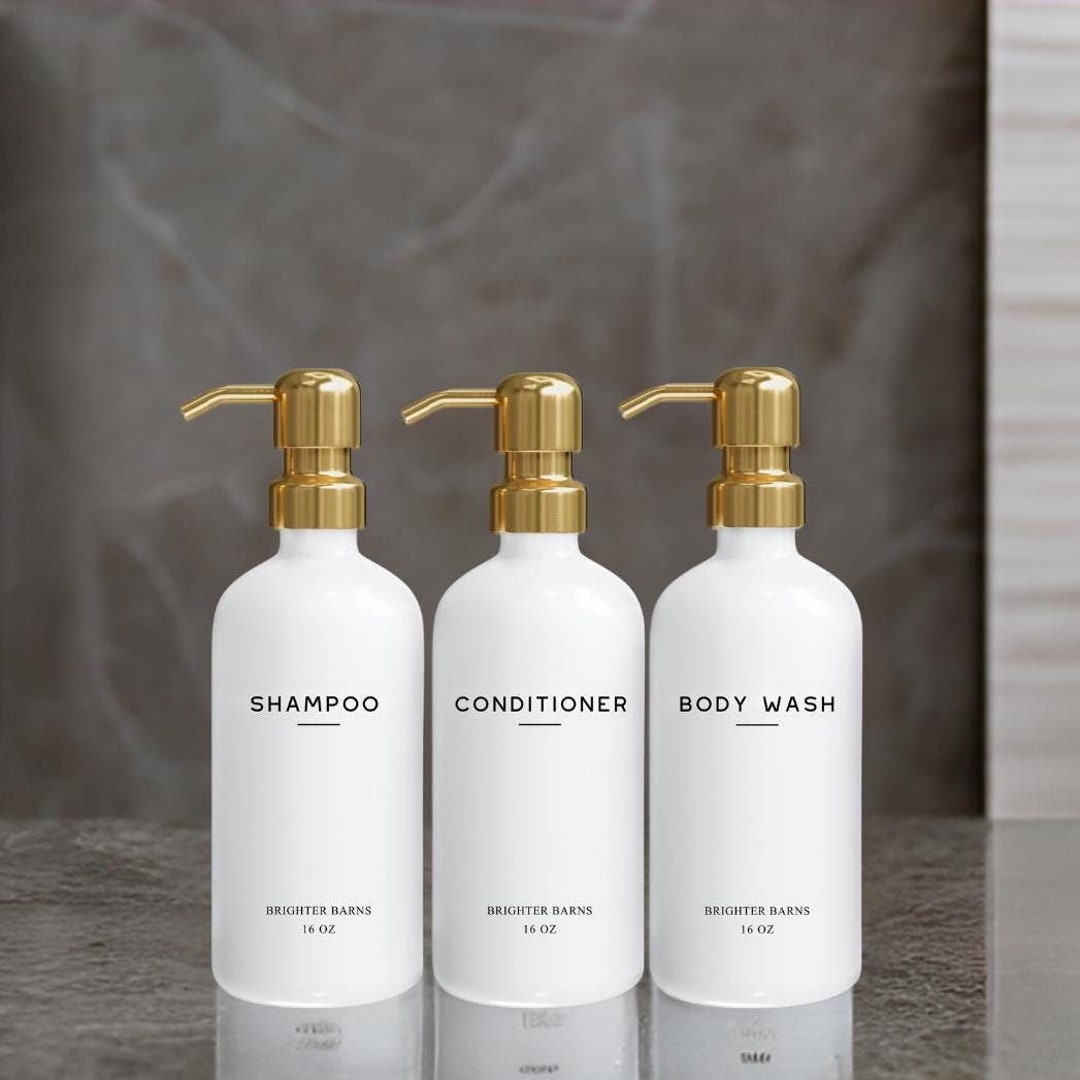 Set De 3 Distributeurs Pour Shampoing Et Après-shampoing - 21 Oz (environ 620 Ml) - Moderne Et Pratique