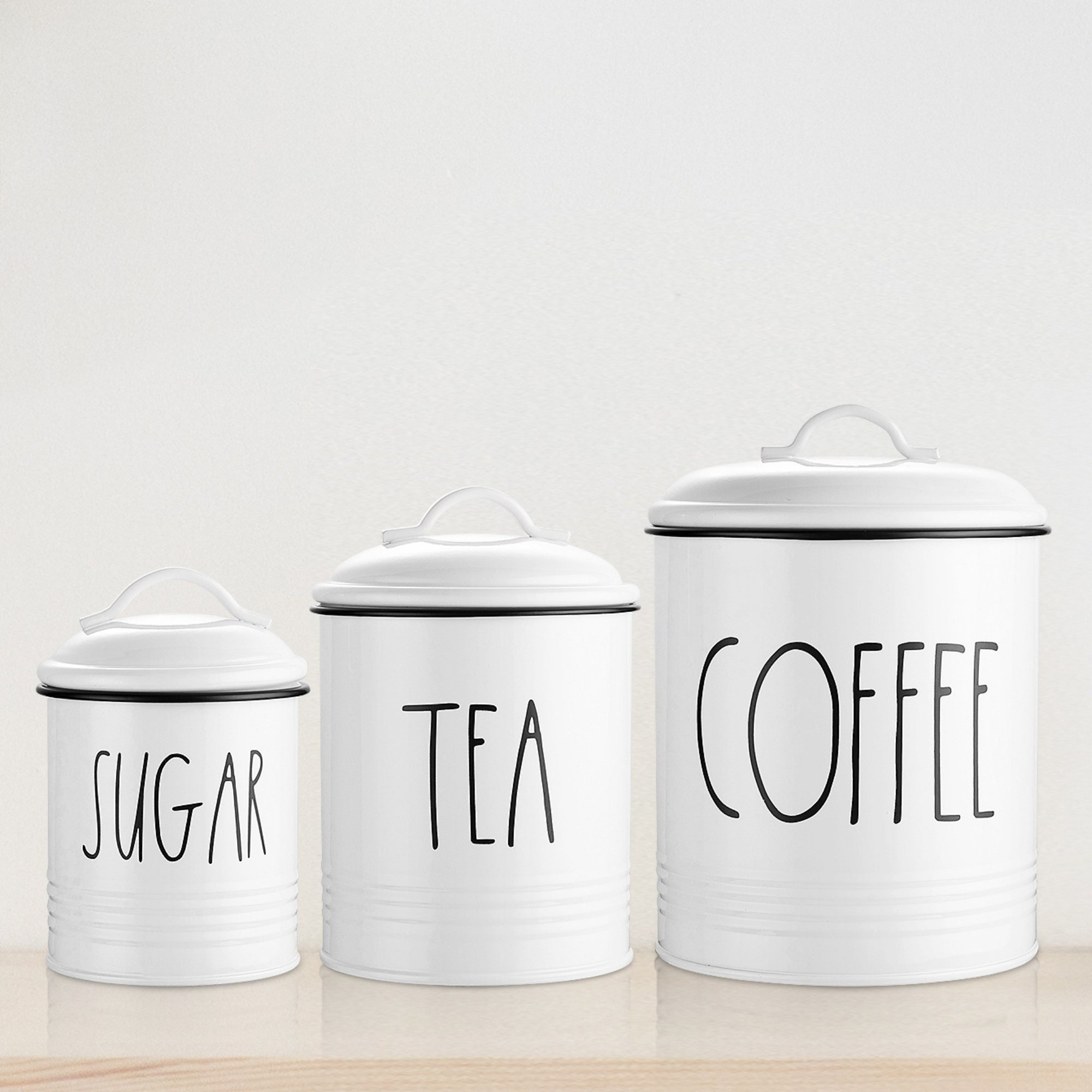 Coffee Tea Sugar Kitchen Canister Set Large Airtight Food Etsy
