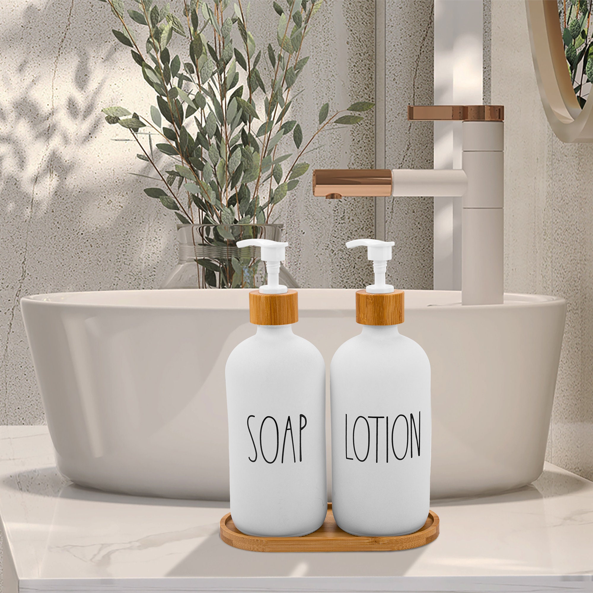 Soap Dispenser Bathroom Set by Brighter Barns Glass Soap and - Etsy