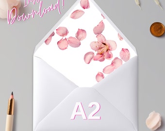 Printable Orchid Petal A2 Euro Flap and A2 Square Flap Envelope Liner - Instant Download