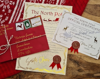 Personalised Letter From Santa and Nice List Certificate, Christmas letter, Letter from Santa Claus, Nice List Certificate. Made to Order.