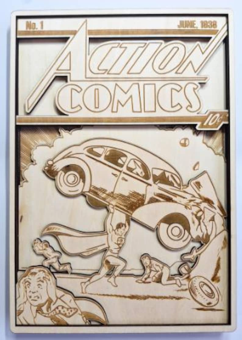 Action Comics #1 Layered Comic Book Cover Fan Art – 5 Layer SVG Laser ...