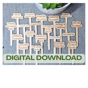 34 Funny Plant Marker SVG Bundle | Laser Cut Files for Plants | Garden Stakes  SVG | Digital Download
