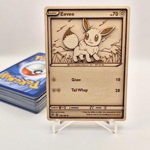 Wooden Eevee Pokémon Card - Personalised Collectible Art