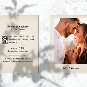 Bookish Save The Date Template Digital Download | Double-Sided Wedding Template | Literary Wedding Announcement | Canva Template | 5x7 Card