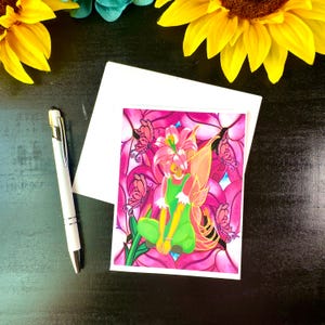 Carte de voeux lunatique de fée de fleur de Lilly avec l'enveloppe | pour offrir | pour toutes les occasions| pour les amoureux des fées | ou un cadeau pour elle