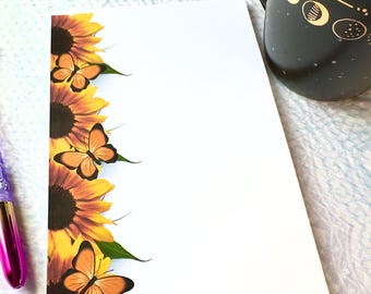 Sunflower note pad for office desk flower writing pad tear away grocery list floral notepad gift for wife loves sunflower stationery notepad