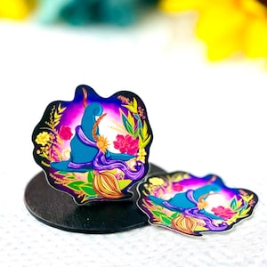 Sticker chapeau de sorcière en vinyle mat fille sorcière avec balai de sorcière et sticker bouteille d'eau chapeau pour ordinateur portable Sticker sorcière pour journal intime