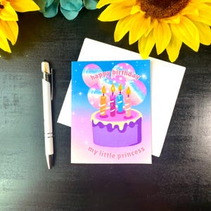 Biglietto di auguri di buon compleanno principessa con busta / Biglietto di auguri di compleanno vuoto in formato A2 / Il biglietto perfetto per la piccola principessa speciale