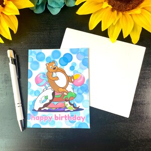 Cute Brown Bear Birthday Card with envelope | Blank A2 birthday greeting card | the cutest card for the perfect gift or card for her and him