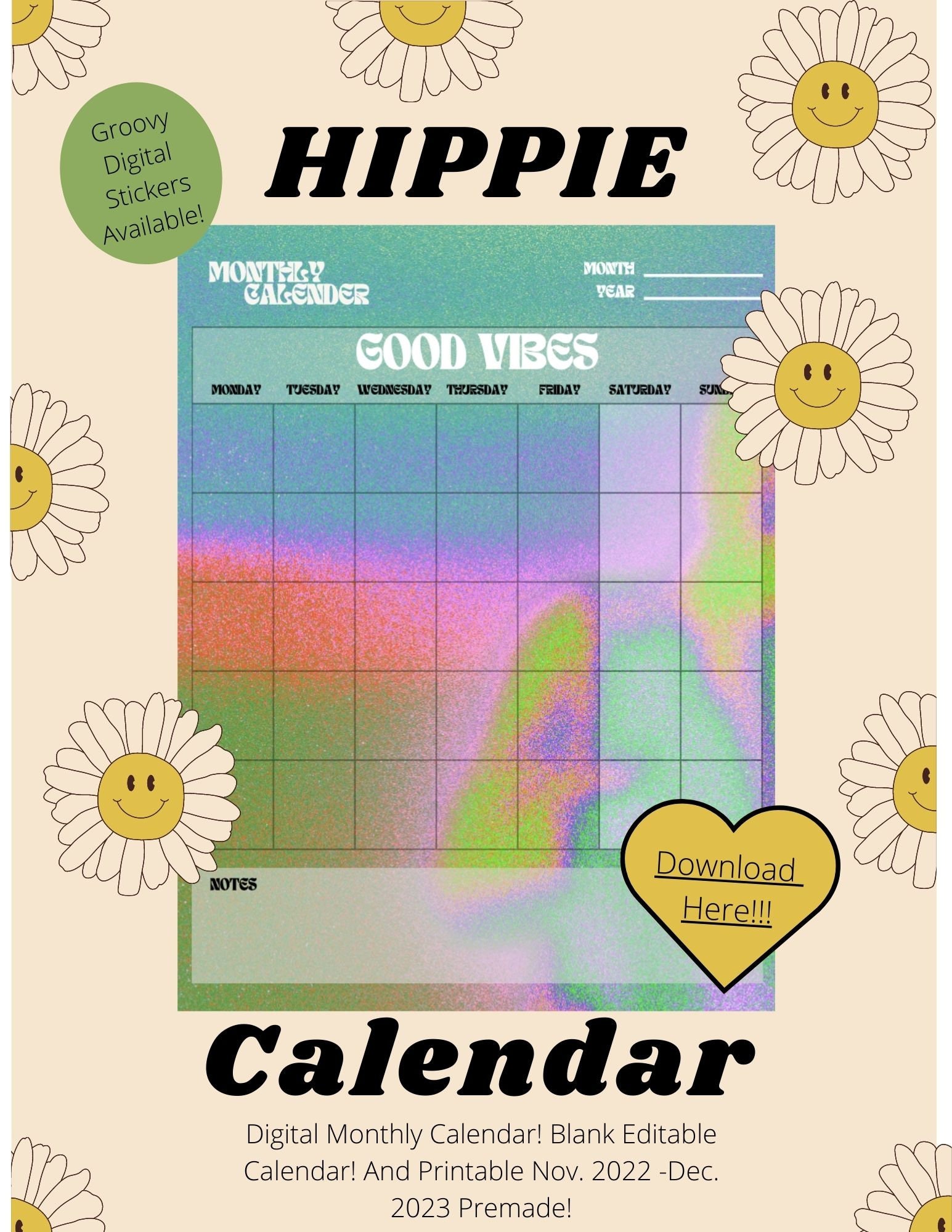 Hippie 2025 Calendar Calculator App fan stafani