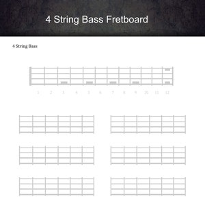 4 String Printable Bass Blank Fretboard.