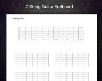 7 String Printable Guitar Blank Fretboard.