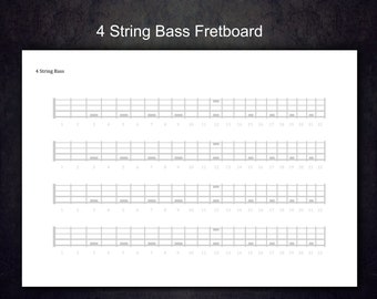 4 String Printable Bass Blank Fretboard With 22 Frets.