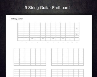 9 String Printable Guitar Blank Fretboard.