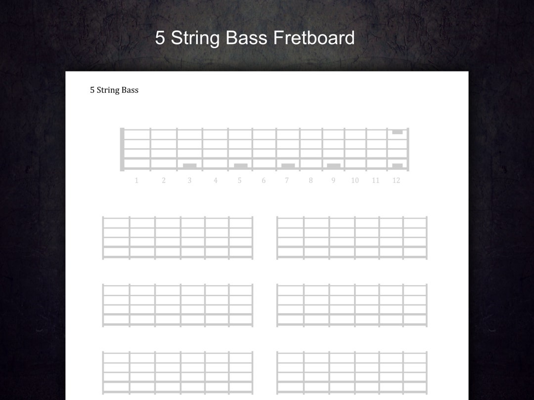 5 String Printable Bass Blank Fretboard. Etsy