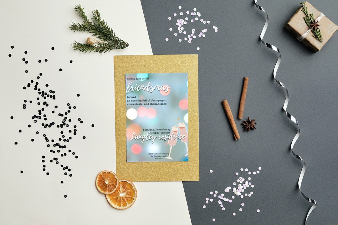 Friendsmas Invitation Editable Template Etsy Friendsmas Invitation Editable Template Etsy