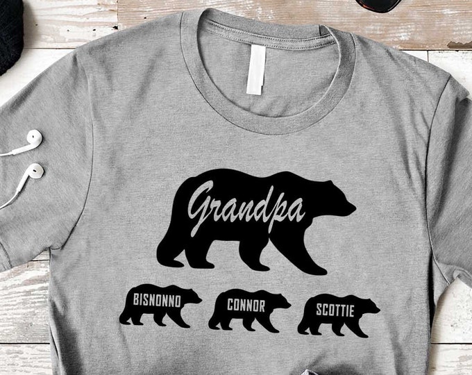 Custom Grandpa Bear Shirt With Kid Names, Father's Day Shirt, Personalized Grandpa Shirt, Grandpa Birthday Shirt, Gift for Grandfather